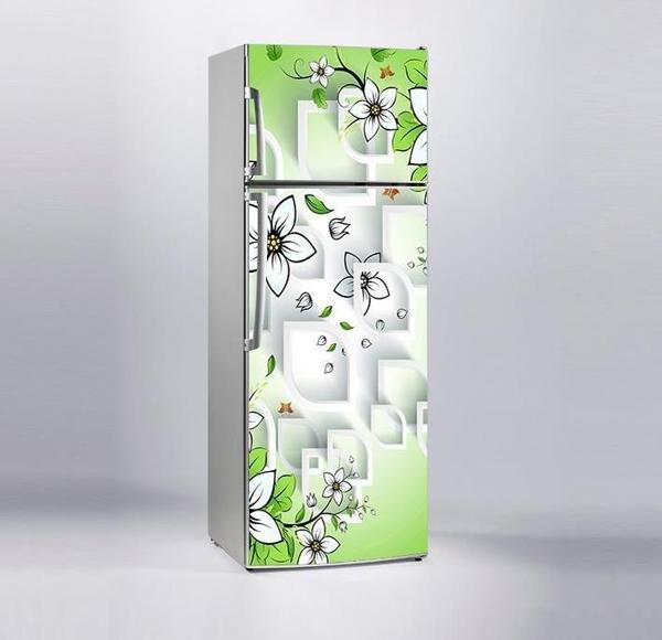 Buzdolabı Sticker Kaplama Dolap Kaplama Etiketi 3D Çiçek Kelebek Arkaplan - Image 1