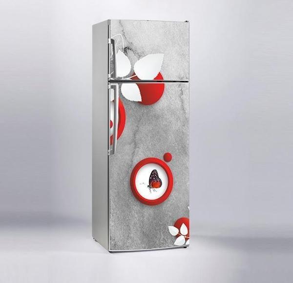 Buzdolabı Sticker Kaplama Dolap Kaplama Etiketi Kırmızı Yuvarlak Kelebek - Image 1