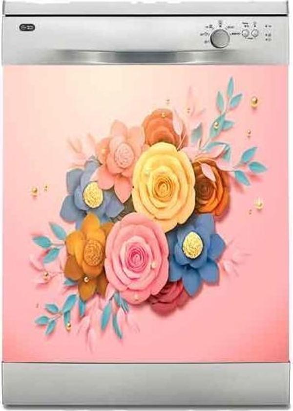 Bulaşık Makinesi Sticker Kaplama Beyaz Eşya Kaplama 3 Boyutlu Gül - Image 1
