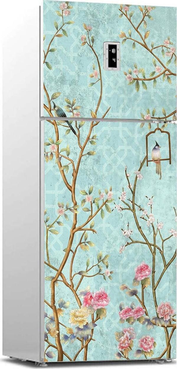 Buzdolabı Sticker Kaplama Dolap Kaplama Etiketi Küçük Çiçekler Ağaç - Image 1