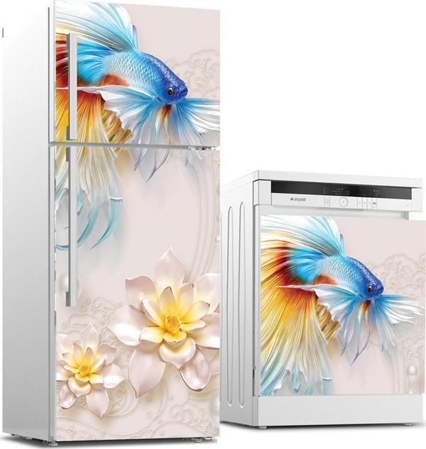 Buzdolabı ve Bulaşık Makinası Beyaz Eşya Sticker Kaplama 3d Balık - Image 1