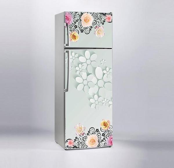 Buzdolabı Sticker Kaplama Dolap Kaplama Etiketi 3D Flowers - Image 1