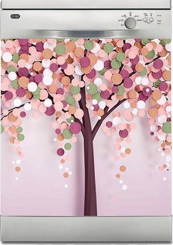 Bulaşık Makinesi Sticker Kaplama Beyaz Eşya Kaplama 3D Ağaç Renkli - Image 1