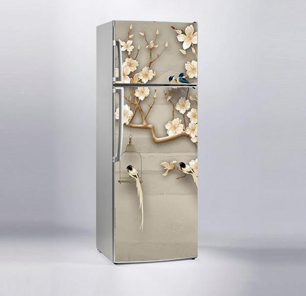 Buzdolabı Sticker Kaplama Dolap Kaplama Etiketi Kuşlar Ağaç - Image 1