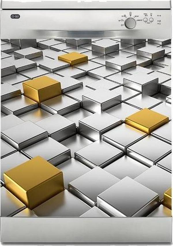 Bulaşık Makinesi Sticker Kaplama Beyaz Eşya Kaplama 3D Altın - Image 1