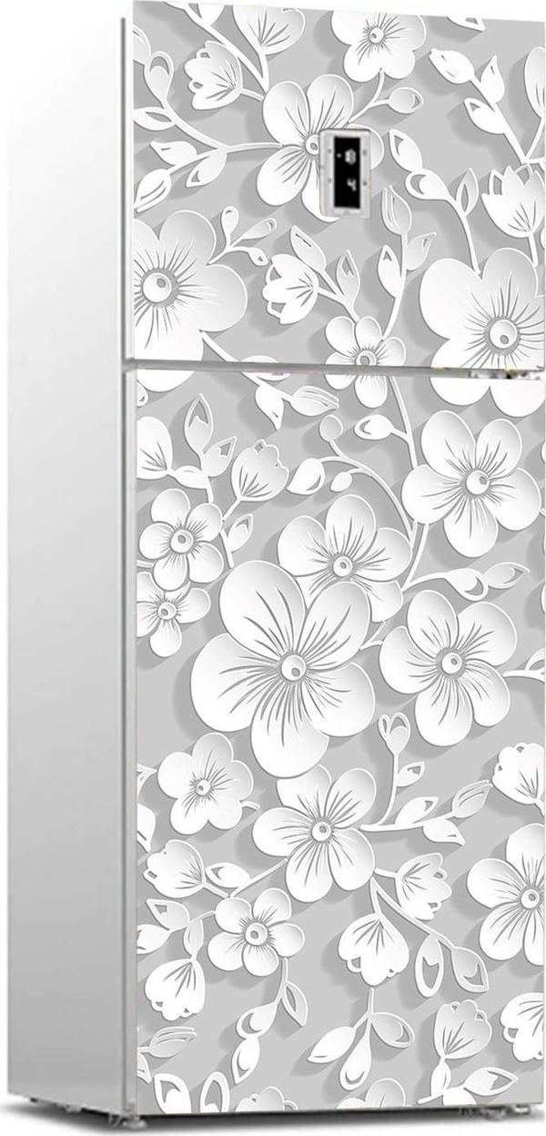 Buzdolabı Sticker Kaplama Dolap Kaplama Etiketi 3d Gri Çiçek - Image 1