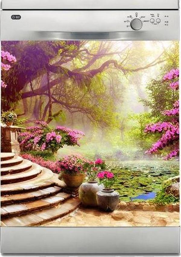 Bulaşık Makinesi Sticker Kaplama Beyaz Eşya Kaplama 3D Bahçe - Image 1