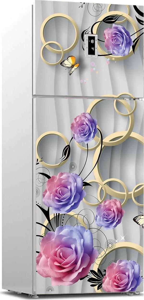 Buzdolabı Sticker Kaplama Dolap Kaplama Etiketi 3d Gül Yuvarlak - Image 1