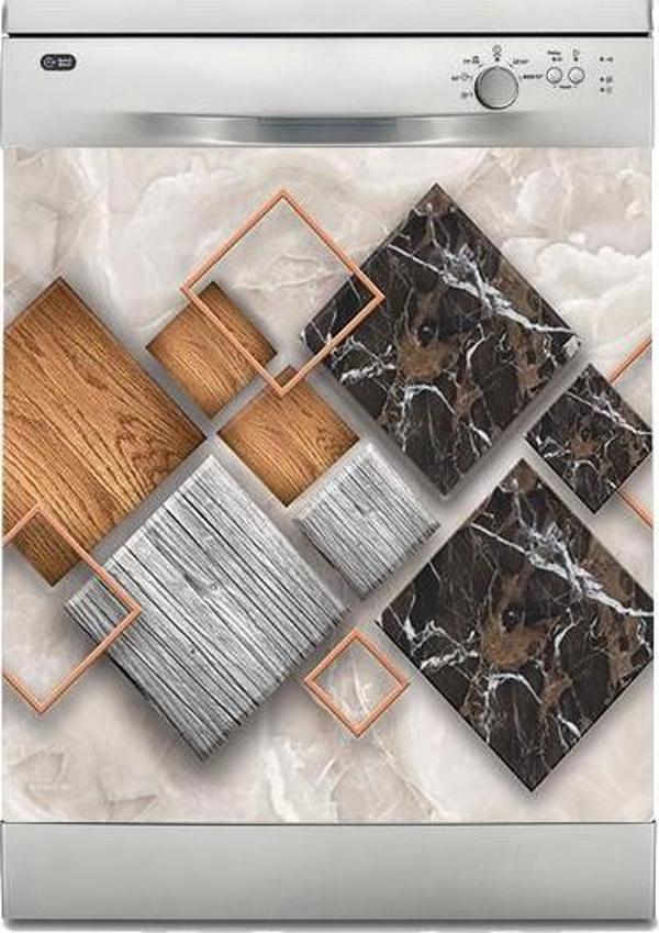 Bulaşık Makinesi Sticker Kaplama Beyaz Eşya Kaplama Kare Mermer - Image 1
