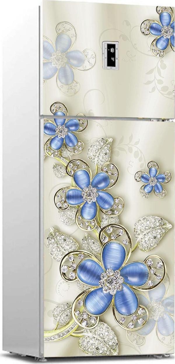 Buzdolabı Sticker Kaplama Dolap Kaplama Etiketi Mavi Çiçek Elmas - Image 1