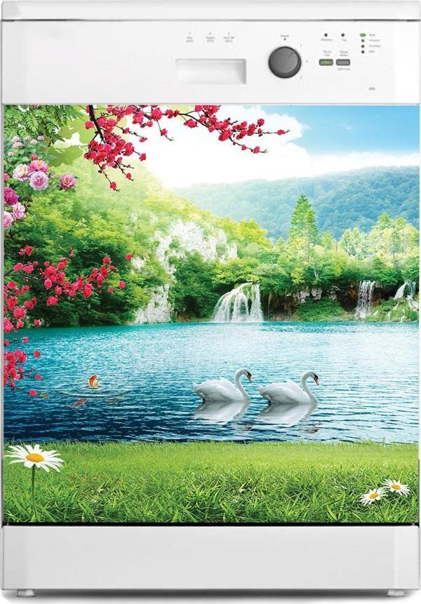 Bulaşık Makinesi Sticker Kaplama Beyaz Eşya Kaplama Şelale Çiçek - Image 1