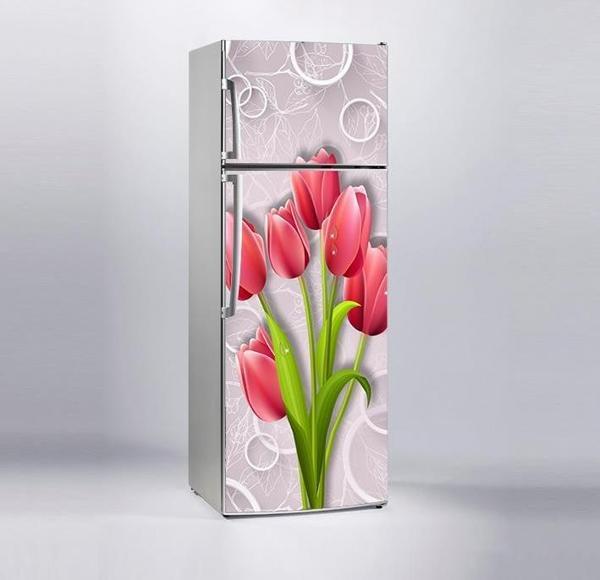 Buzdolabı Sticker Kaplama Dolap Kaplama Etiketi 3D Kırmızı Gül - Image 1