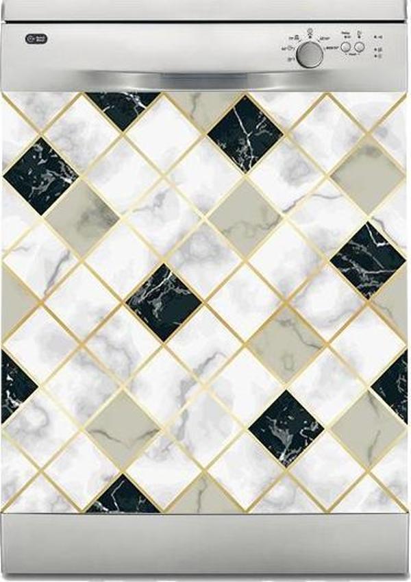 Bulaşık Makinesi Sticker Kaplama Beyaz Eşya Kaplama Çapraz Mermer - Image 1