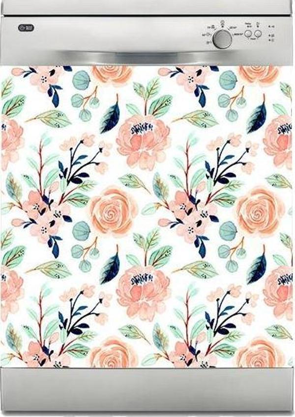 Bulaşık Makinesi Sticker Kaplama Beyaz Eşya Kaplama Çiçek Desen 5 - Image 1