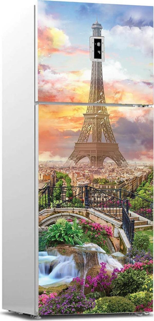 Buzdolabı Sticker Kaplama Dolap Kaplama Etiketi Paris Kolaj - Image 1