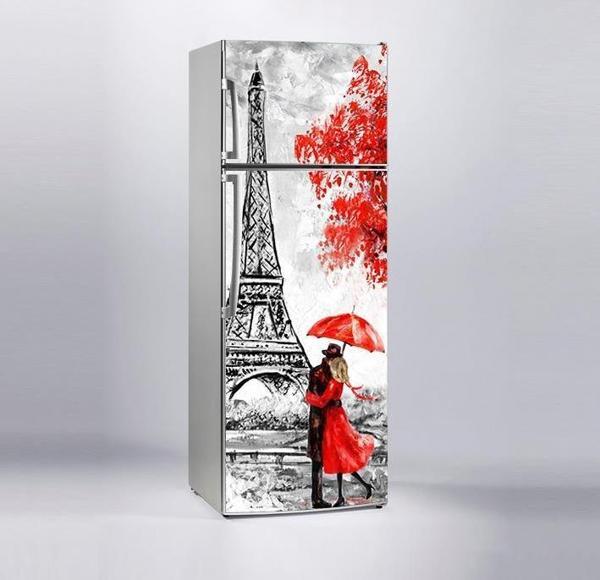 Buzdolabı Sticker Kaplama Dolap Kaplama Etiketi Paris Yağlıboya - Image 1