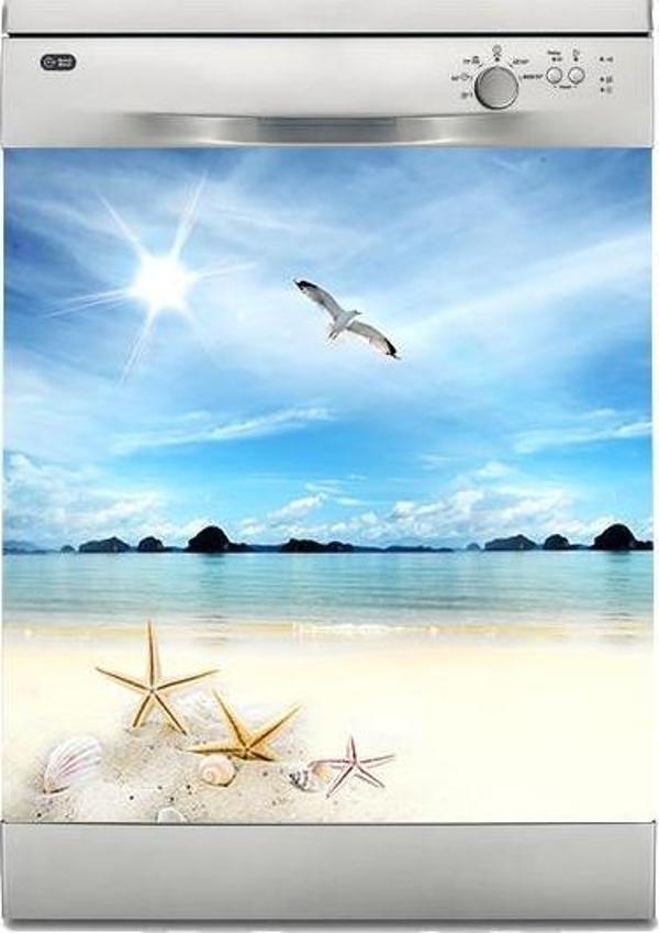 Bulaşık Makinesi Sticker Kaplama Beyaz Eşya Kaplama 3D Deniz Manzarası - Image 1
