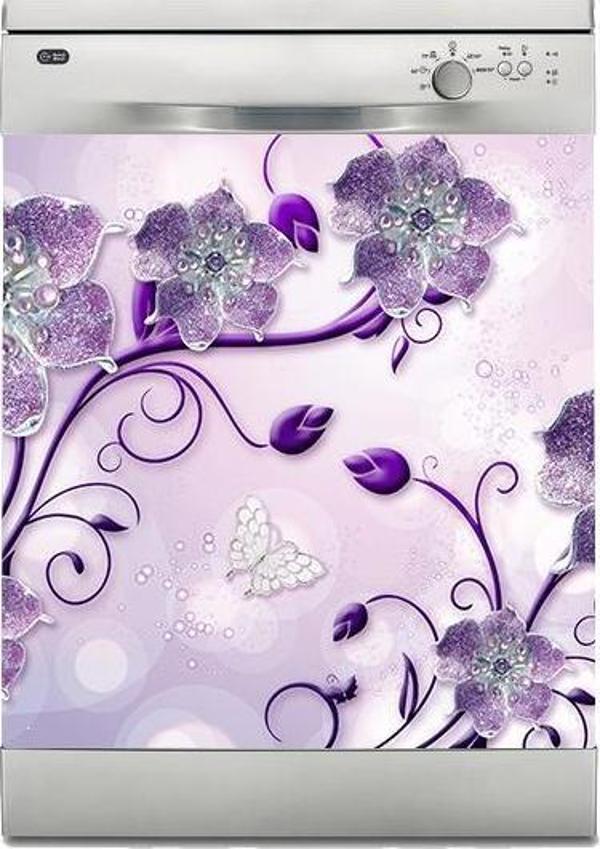 Bulaşık Makinesi Sticker Kaplama Beyaz Eşya Kaplama Çiçek Mücevher - Image 1