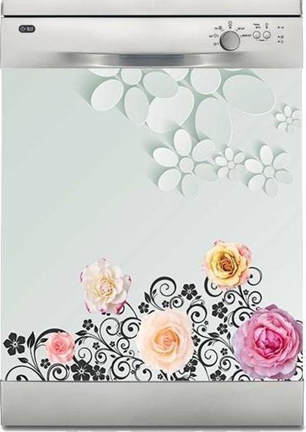 Bulaşık Makinesi Sticker Kaplama Beyaz Eşya Kaplama 3D Flowers - Image 1