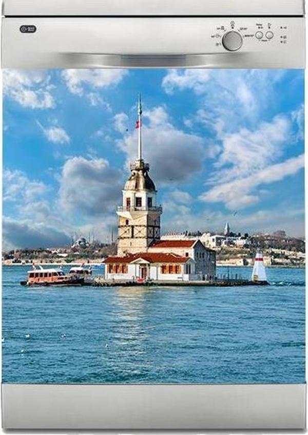 Bulaşık Makinesi Sticker Kaplama Beyaz Eşya Kaplama Kız Kulesi - Image 1