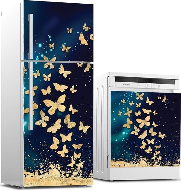 Buzdolabı ve Bulaşık Makinası Beyaz Eşya Sticker Kaplama 3d Kelebekler - Image 1