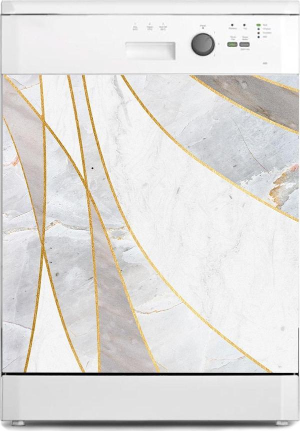 Bulaşık Makinesi Sticker Kaplama Beyaz Eşya Kaplama Soyut Mermer Doku - Image 1