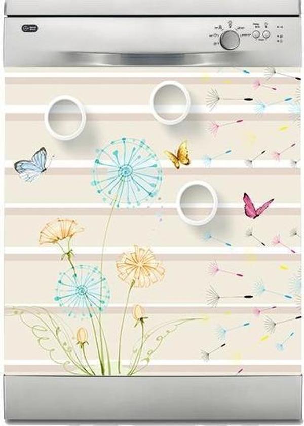 Bulaşık Makinesi Sticker Kaplama Beyaz Eşya Kaplama 3D Karahindiba - Image 1