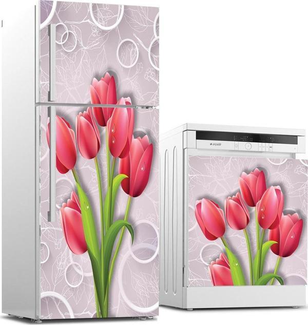 Buzdolabı ve Bulaşık Makinası Beyaz Eşya Sticker Kaplama 3d Kırmızı Güller - Image 1