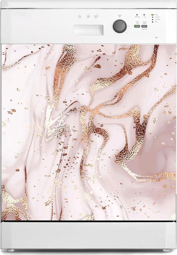 Bulaşık Makinesi Sticker Kaplama Beyaz Eşya Kaplama Soyut Pembe Parıltı - Image 1