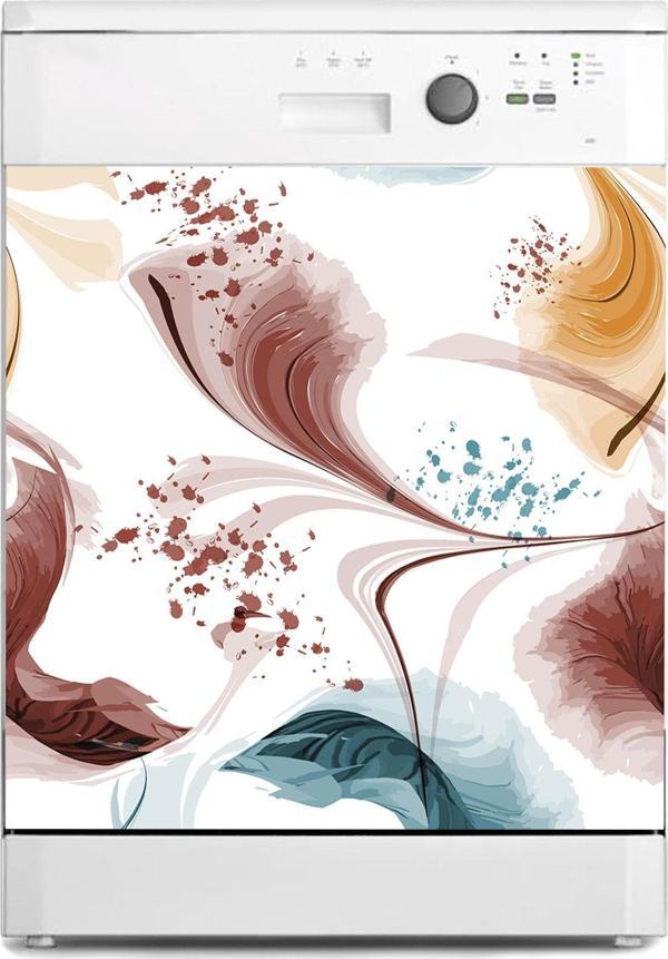 Bulaşık Makinesi Sticker Kaplama Beyaz Eşya Kaplama Soyut Suluboya - Image 1