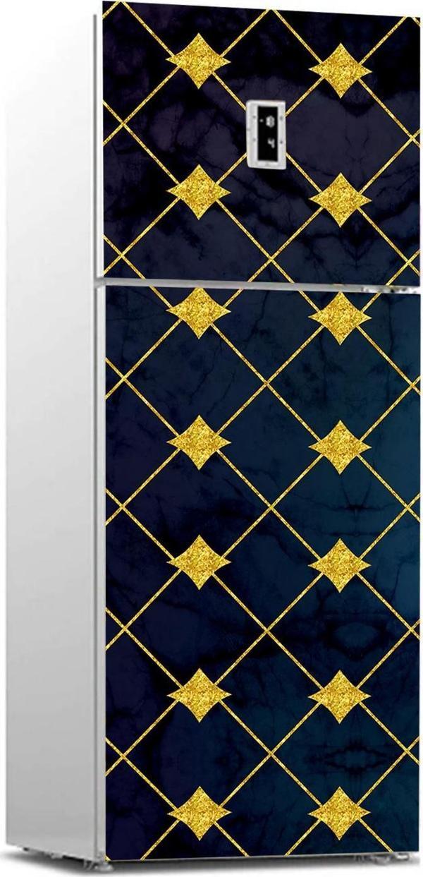Buzdolabı Sticker Kaplama Dolap Kaplama Etiketi Altın Çizgiler Mermer - Image 1