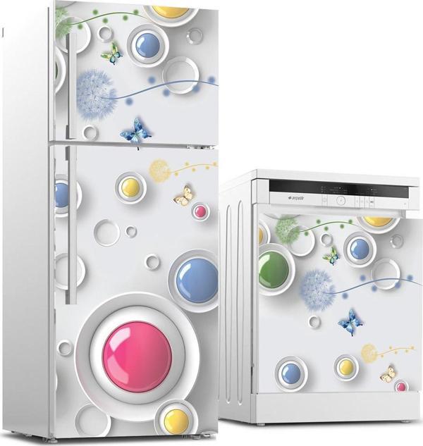 Buzdolabı ve Bulaşık Makinası Beyaz Eşya Sticker Kaplama 3D Modern Tasarım - Image 1