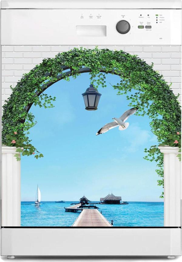 Bulaşık Makinesi Sticker Kaplama Beyaz Eşya Kaplama Deniz Kuş - Image 1