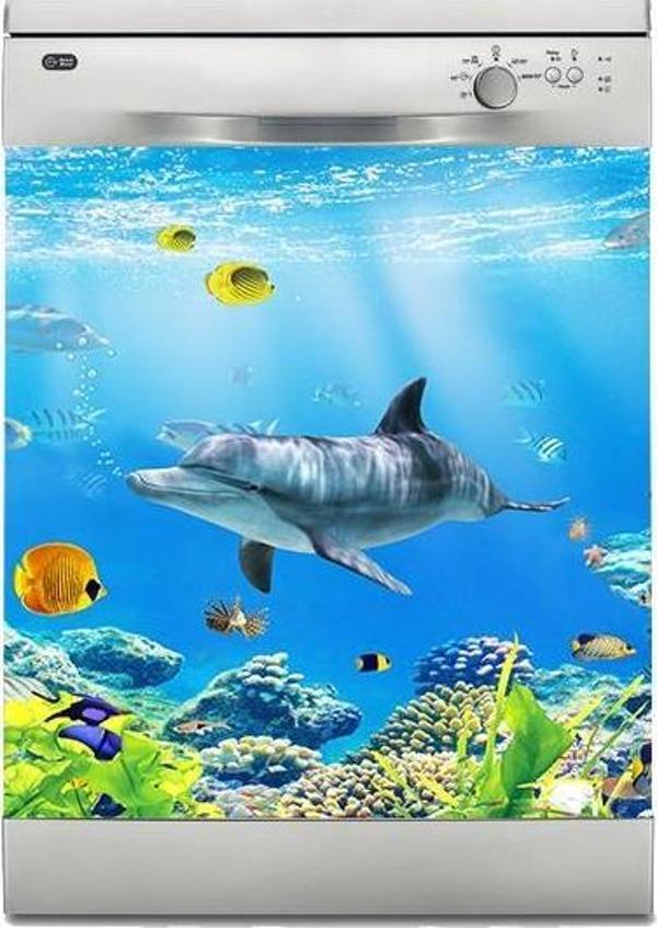 Bulaşık Makinesi Sticker Kaplama Beyaz Eşya Kaplama Denizaltı Balıklar - Image 1