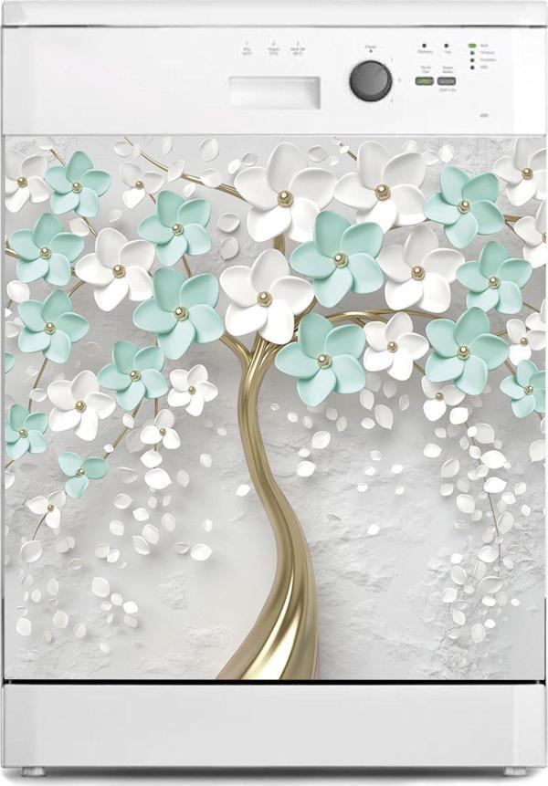 Bulaşık Makinesi Sticker Kaplama Beyaz Eşya Kaplama 3d Renkli Ağaç - Image 1