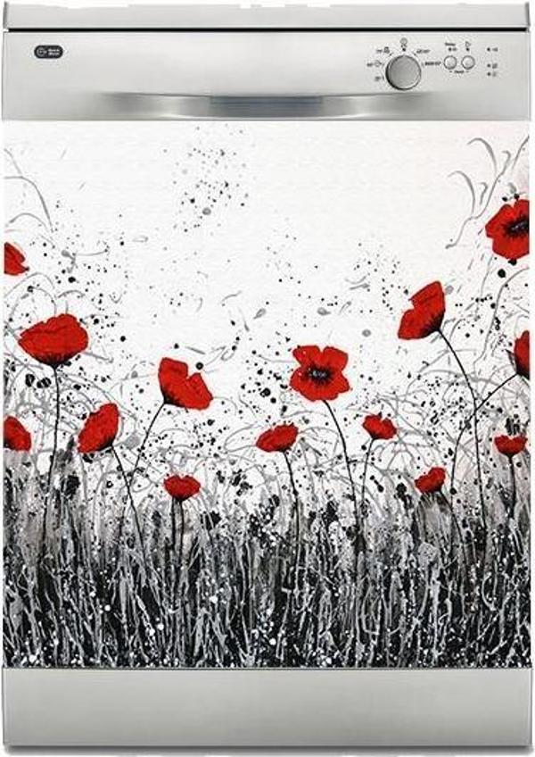 Bulaşık Makinesi Sticker Kaplama Beyaz Eşya Kaplama Laleler - Image 1