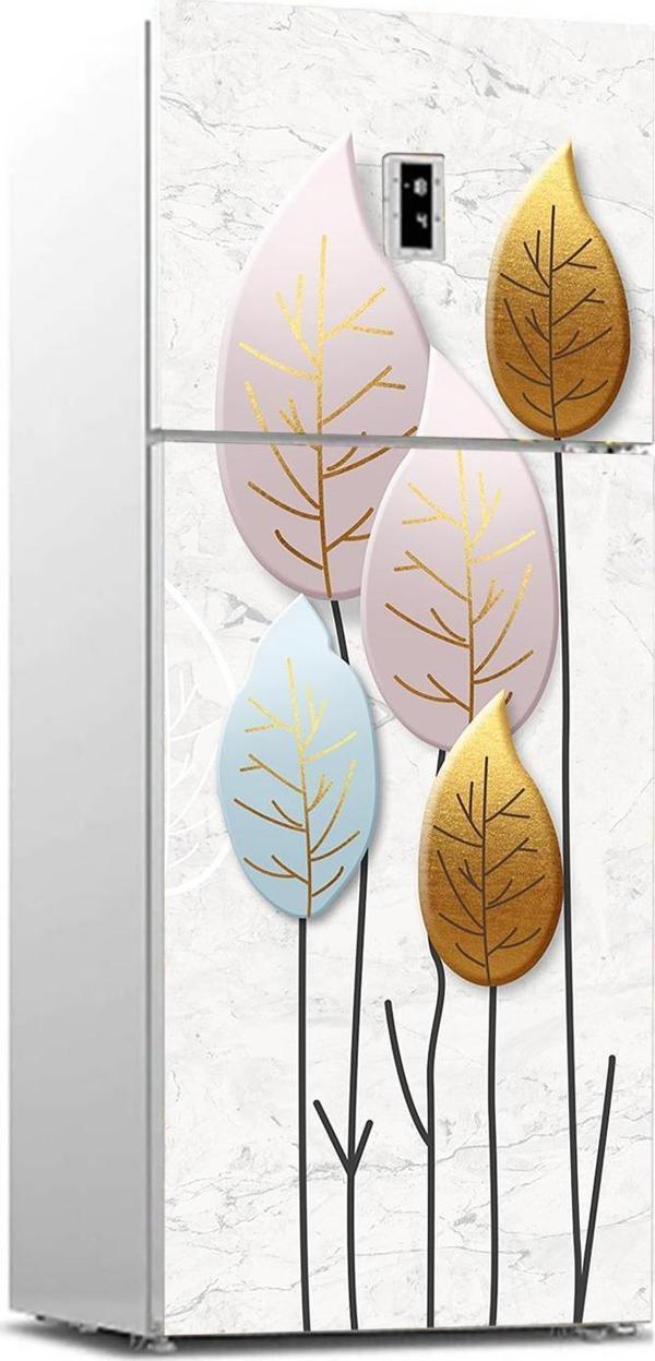 Buzdolabı Sticker Kaplama Dolap Kaplama Etiketi Beyaz Mermer Yapraklar - Image 1