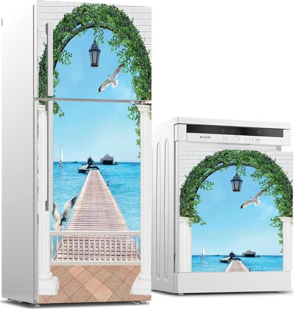 Buzdolabı ve Bulaşık Makinası Beyaz Eşya Sticker Kaplama Deniz Kuş - Image 1