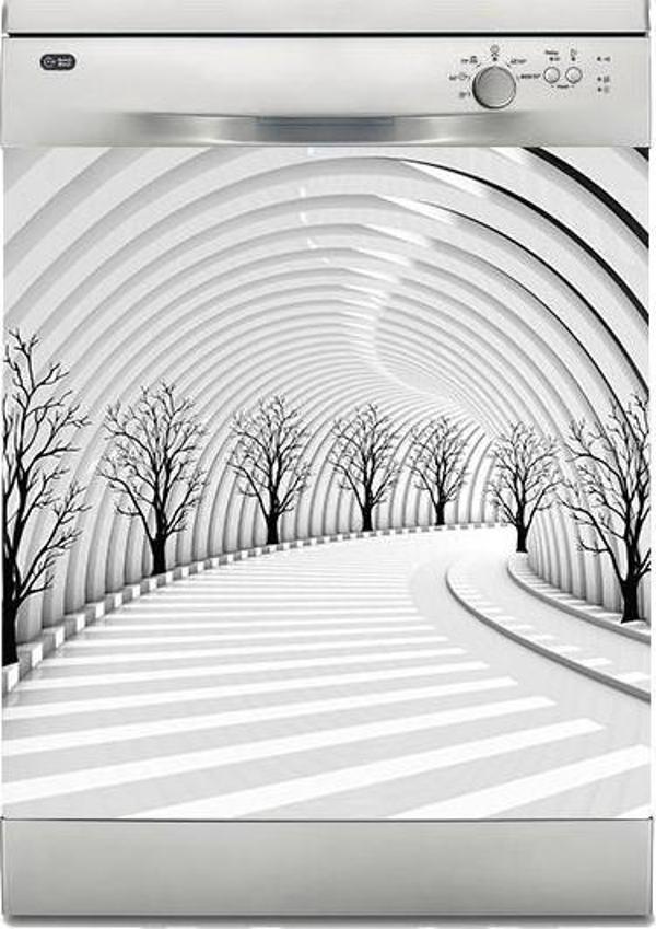 Bulaşık Makinesi Sticker Kaplama Beyaz Eşya Kaplama 3D Yol Ağaç - Image 1