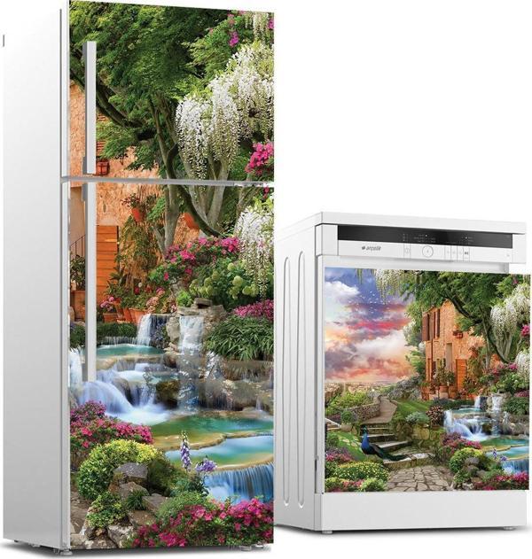Buzdolabı ve Bulaşık Makinası Beyaz Eşya Sticker Kaplama Antik Şelale - Image 1