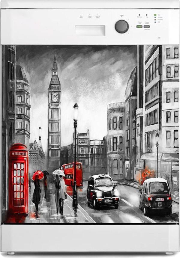 Bulaşık Makinesi Sticker Kaplama Beyaz Eşya Kaplama Londra Yağlıboya - Image 1
