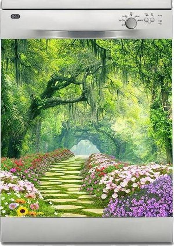 Bulaşık Makinesi Sticker Kaplama Beyaz Eşya Kaplama Ağaçlı Yol - Image 1