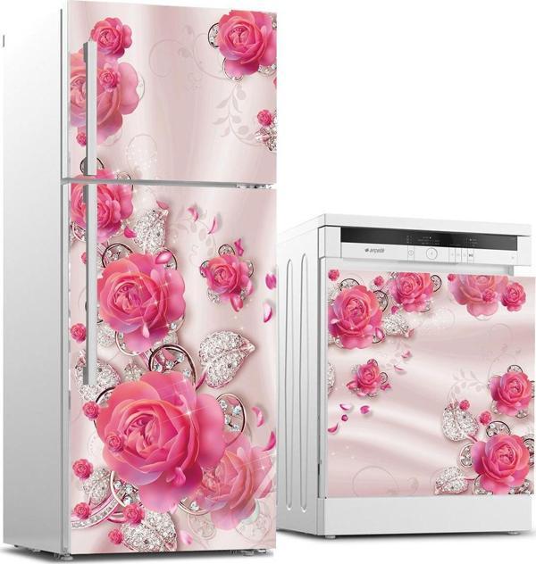 Buzdolabı ve Bulaşık Makinası Beyaz Eşya Sticker Kaplama Mücevher Gül - Image 1