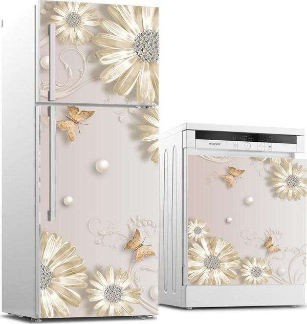 Buzdolabı ve Bulaşık Makinası Beyaz Eşya Sticker Kaplama Mücevher Papatya - Image 1