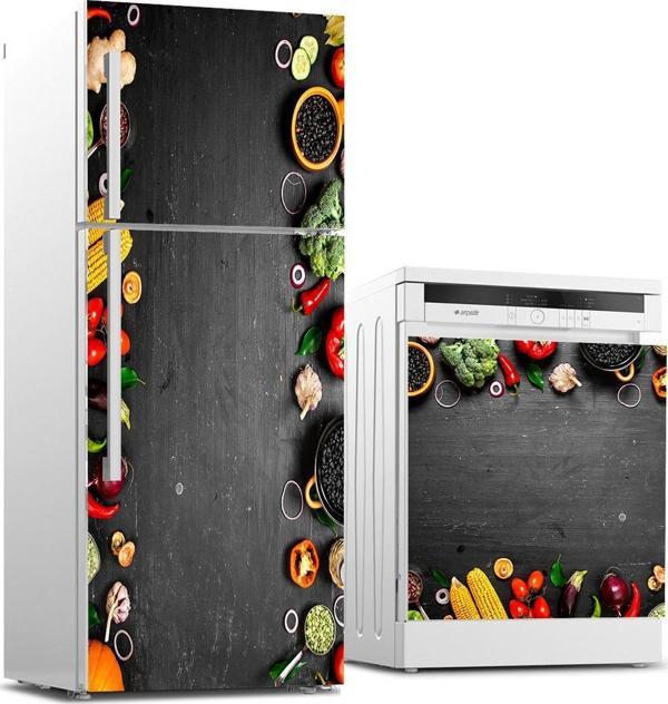 Buzdolabı ve Bulaşık Makinası Beyaz Eşya Sticker Kaplama Organik Gıda Sebzeler - Image 1