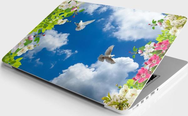 Laptop Sticker Bilgisayar Notebook Pc Kaplama Etiketi Gökyüzü Kuş Çiçek - Image 1