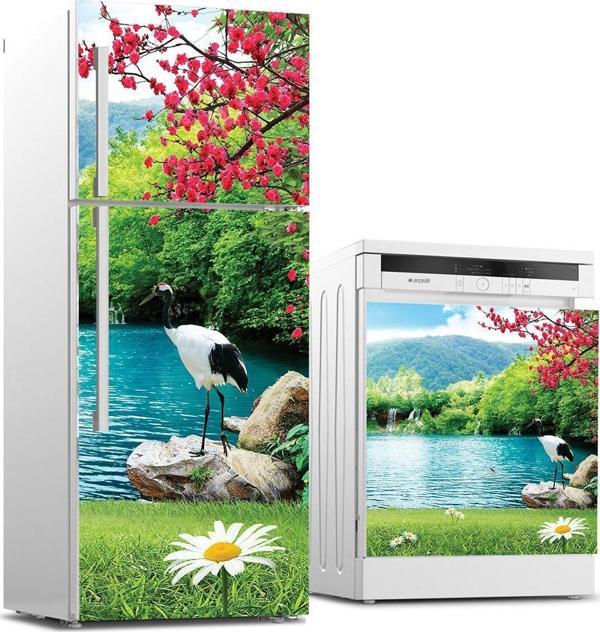 Buzdolabı ve Bulaşık Makinası Beyaz Eşya Sticker Kaplama Papatya Kuğu - Image 1