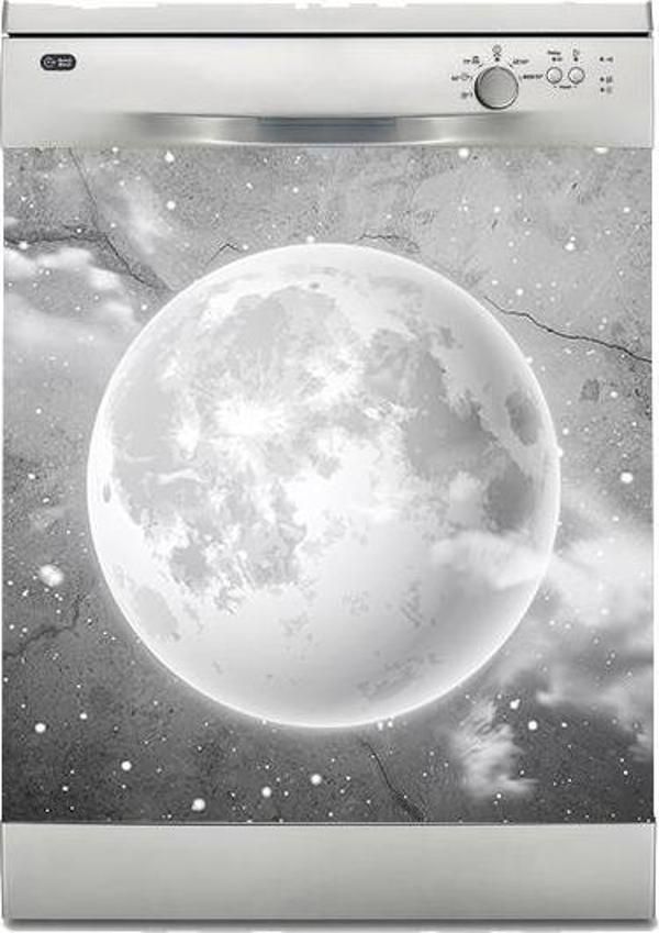 Bulaşık Makinesi Sticker Kaplama Beyaz Eşya Kaplama Gri Ay - Image 1