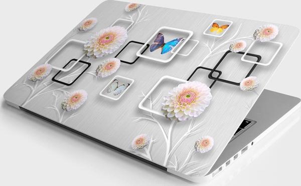 Laptop Sticker Bilgisayar Notebook Pc Kaplama Etiketi Kare Kelebek Çiçek - Image 1