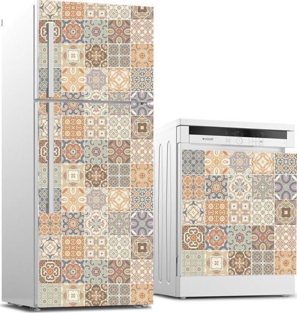 Buzdolabı ve Bulaşık Makinası Beyaz Eşya Sticker Kaplama Renkli Fayans Desen - Image 1